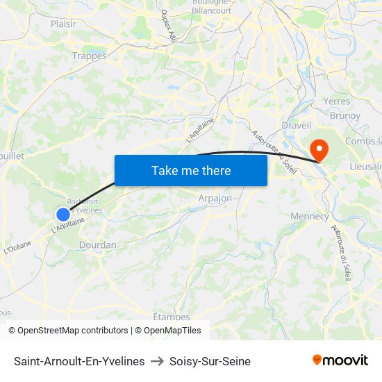 Saint-Arnoult-En-Yvelines to Soisy-Sur-Seine map