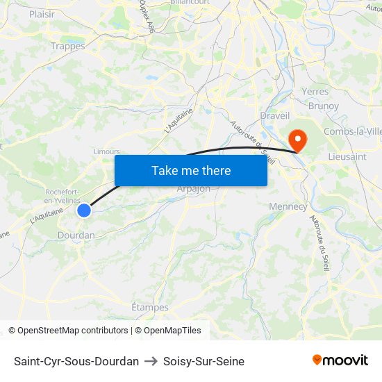 Saint-Cyr-Sous-Dourdan to Soisy-Sur-Seine map