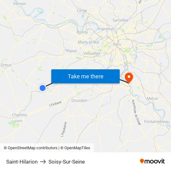 Saint-Hilarion to Soisy-Sur-Seine map
