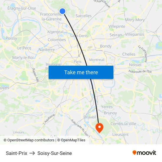 Saint-Prix to Soisy-Sur-Seine map