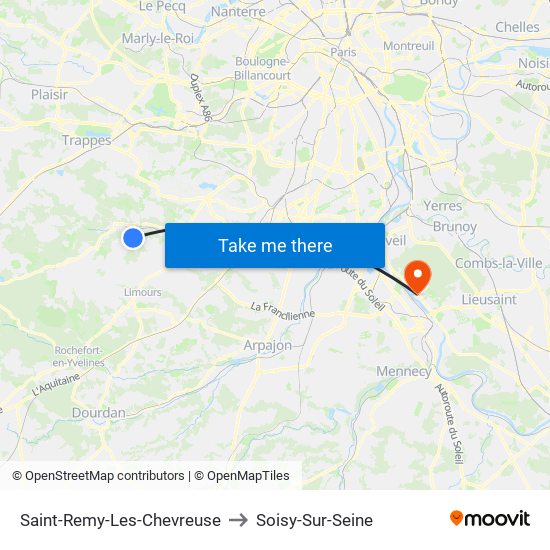 Saint-Remy-Les-Chevreuse to Soisy-Sur-Seine map