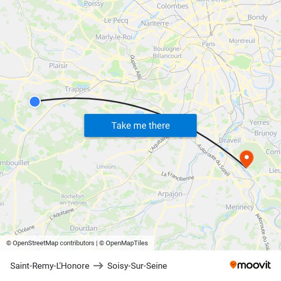 Saint-Remy-L'Honore to Soisy-Sur-Seine map