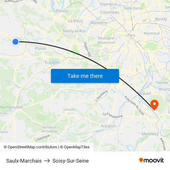 Saulx-Marchais to Soisy-Sur-Seine map