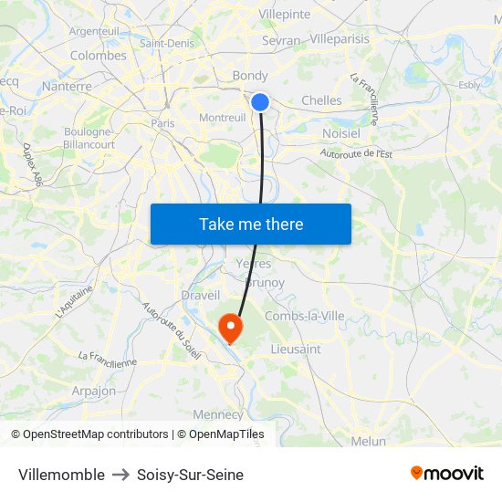 Villemomble to Soisy-Sur-Seine map