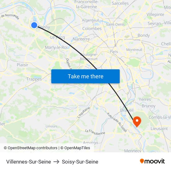 Villennes-Sur-Seine to Soisy-Sur-Seine map