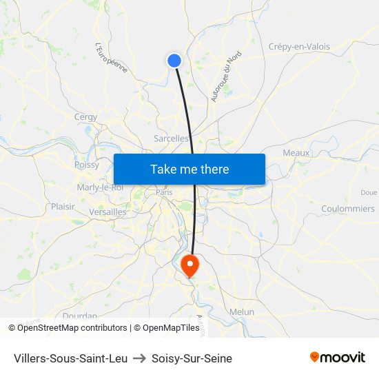 Villers-Sous-Saint-Leu to Soisy-Sur-Seine map