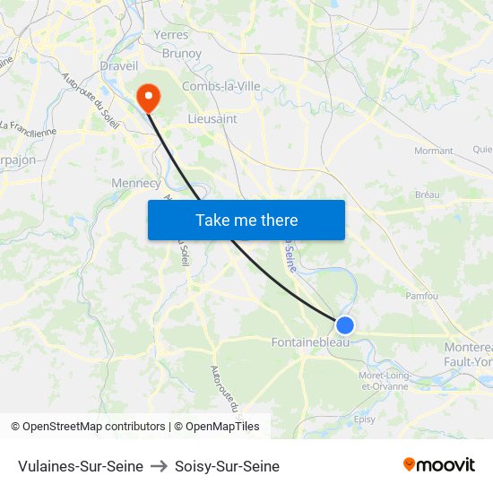 Vulaines-Sur-Seine to Soisy-Sur-Seine map