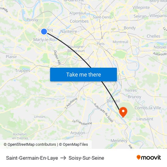 Saint-Germain-En-Laye to Soisy-Sur-Seine map