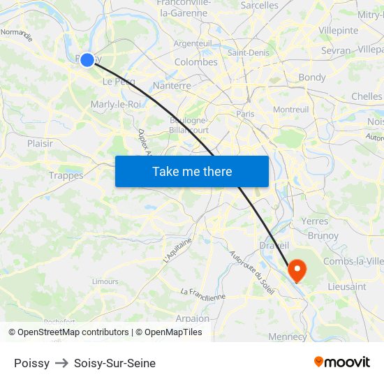 Poissy to Soisy-Sur-Seine map