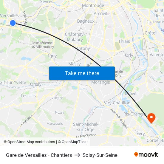 Gare de Versailles - Chantiers to Soisy-Sur-Seine map