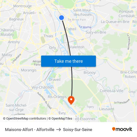 Maisons-Alfort - Alfortville to Soisy-Sur-Seine map