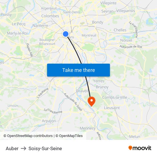 Auber to Soisy-Sur-Seine map