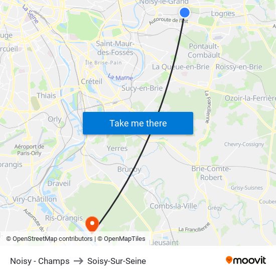 Noisy - Champs to Soisy-Sur-Seine map