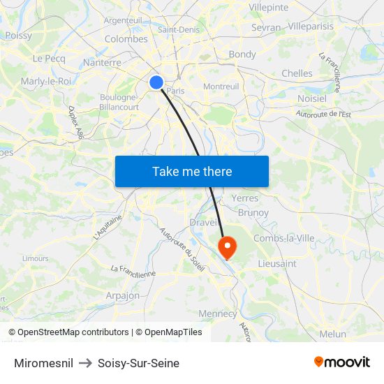Miromesnil to Soisy-Sur-Seine map