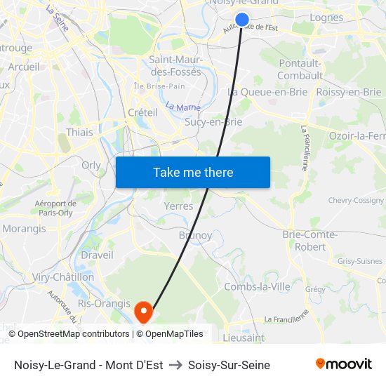 Noisy-Le-Grand - Mont D'Est to Soisy-Sur-Seine map