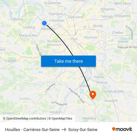 Houilles - Carrières-Sur-Seine to Soisy-Sur-Seine map