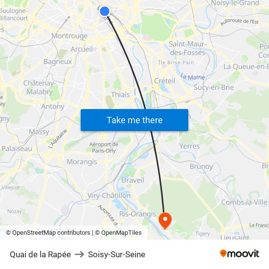 Quai de la Rapée to Soisy-Sur-Seine map
