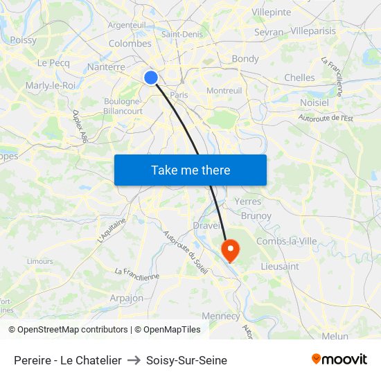 Pereire - Le Chatelier to Soisy-Sur-Seine map
