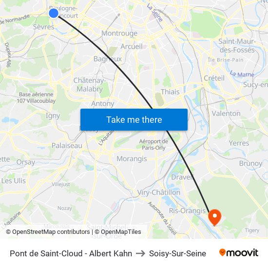Pont de Saint-Cloud - Albert Kahn to Soisy-Sur-Seine map