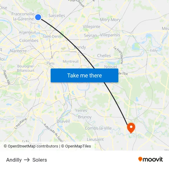 Andilly to Solers map
