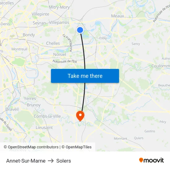 Annet-Sur-Marne to Solers map