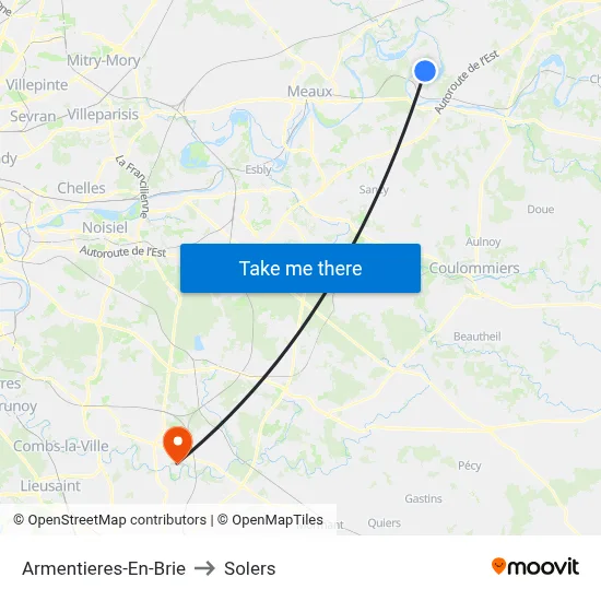 Armentieres-En-Brie to Solers map