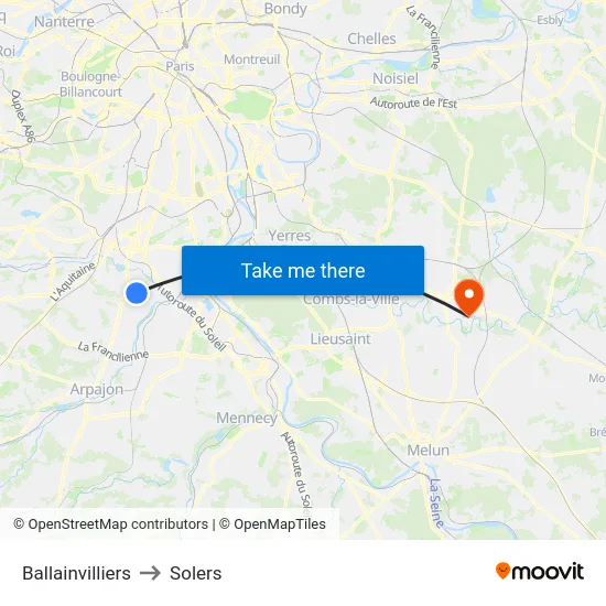 Ballainvilliers to Solers map