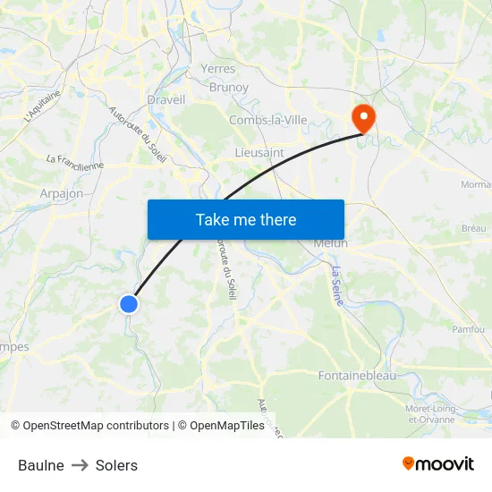 Baulne to Solers map