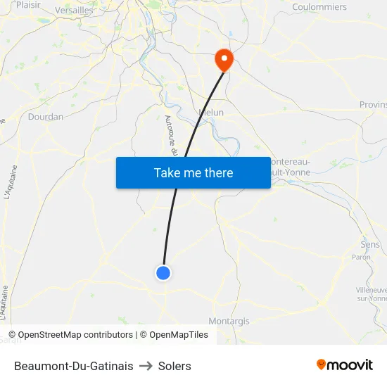 Beaumont-Du-Gatinais to Solers map