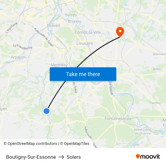 Boutigny-Sur-Essonne to Solers map