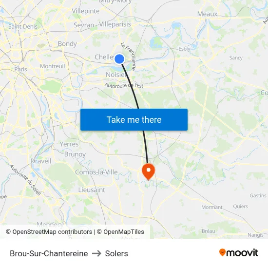 Brou-Sur-Chantereine to Solers map