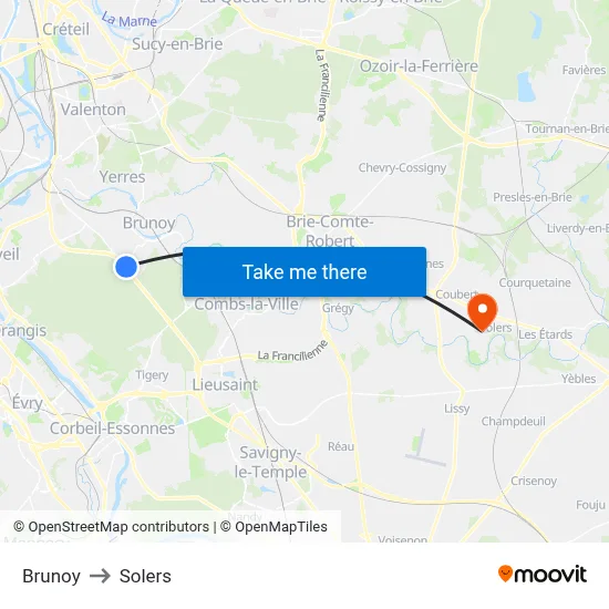 Brunoy to Solers map