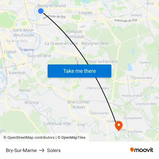 Bry-Sur-Marne to Solers map
