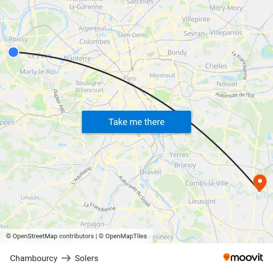Chambourcy to Solers map
