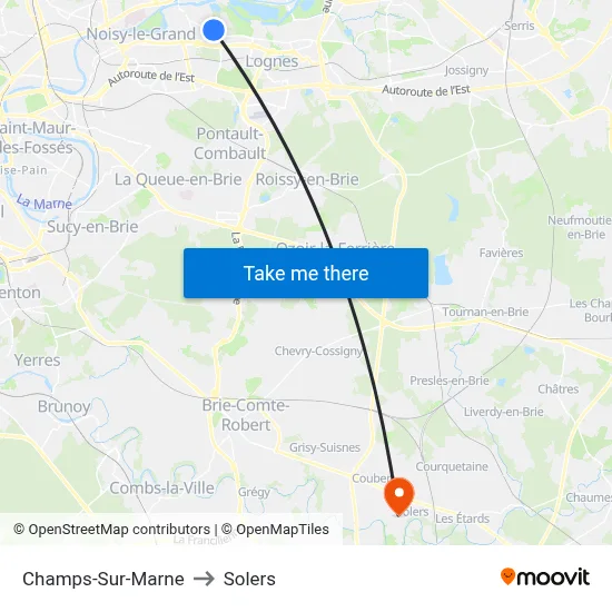 Champs-Sur-Marne to Solers map