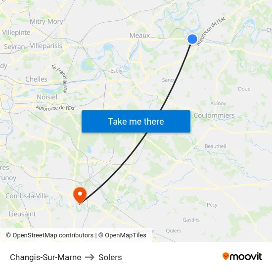 Changis-Sur-Marne to Solers map