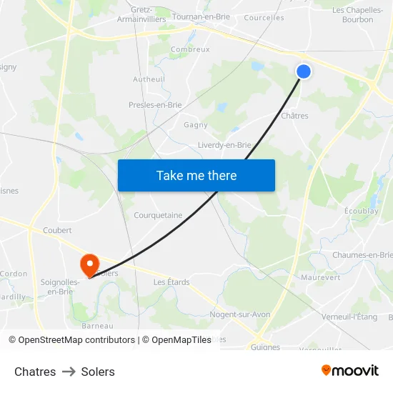 Chatres to Solers map