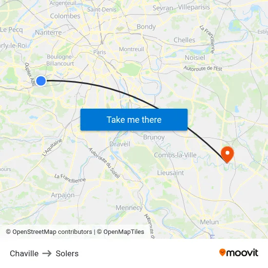 Chaville to Solers map