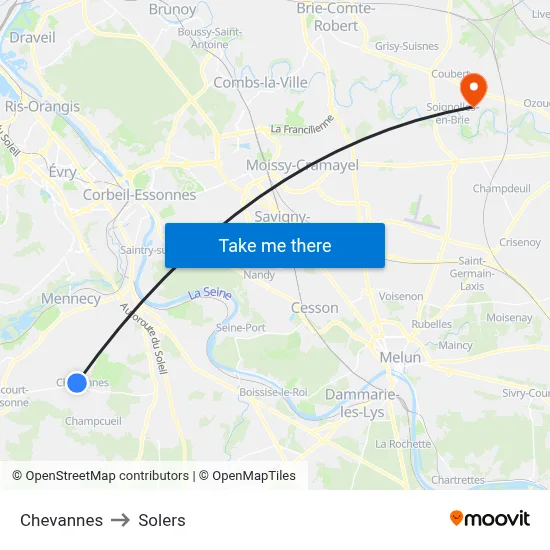 Chevannes to Solers map