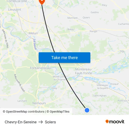 Chevry-En-Sereine to Solers map