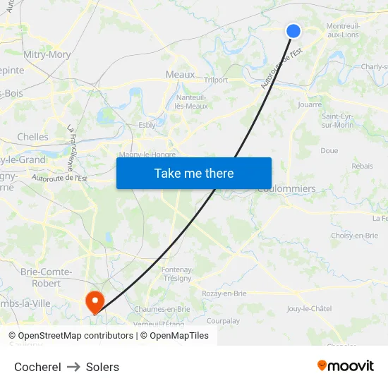 Cocherel to Solers map