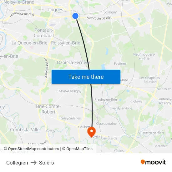Collegien to Solers map