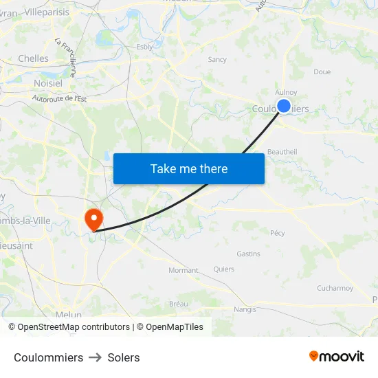 Coulommiers to Solers map