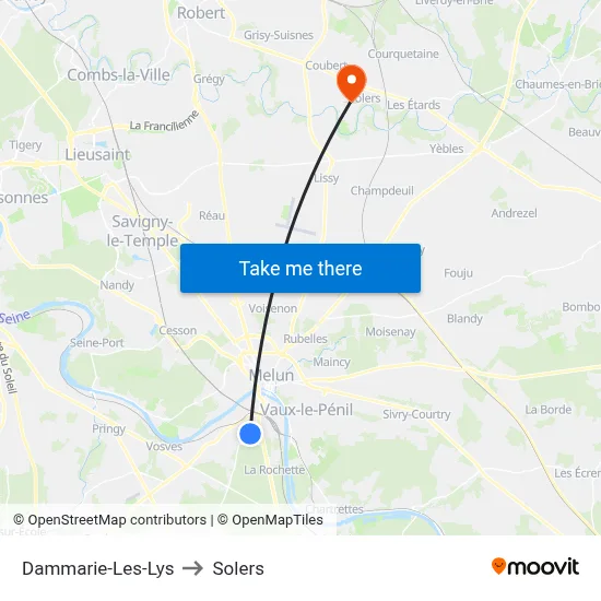 Dammarie-Les-Lys to Solers map