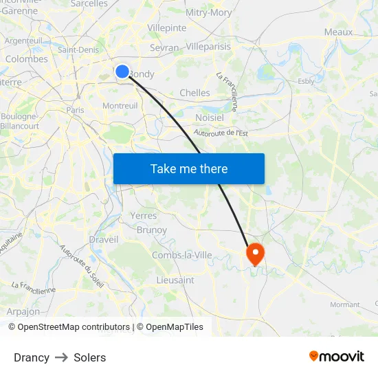 Drancy to Solers map