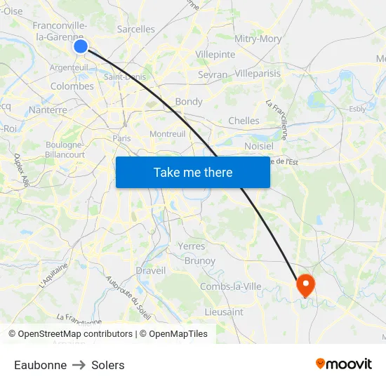Eaubonne to Solers map