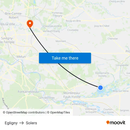 Egligny to Solers map