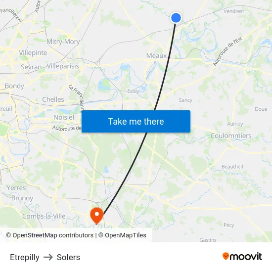 Etrepilly to Solers map