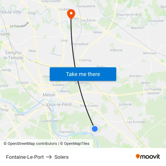 Fontaine-Le-Port to Solers map