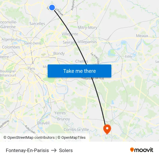 Fontenay-En-Parisis to Solers map